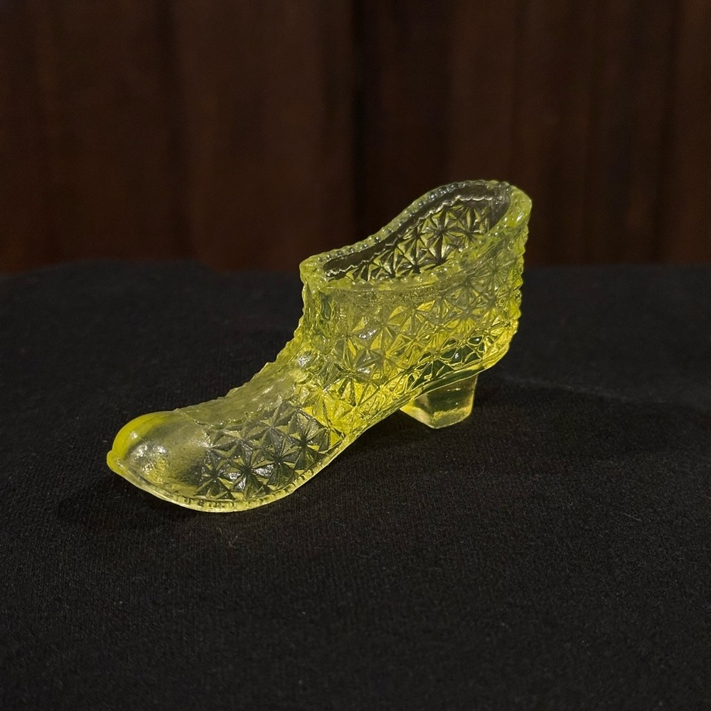 Vintage Yellow Vaseline Glass Shoe Uranium - STILL AVAILABLE!
